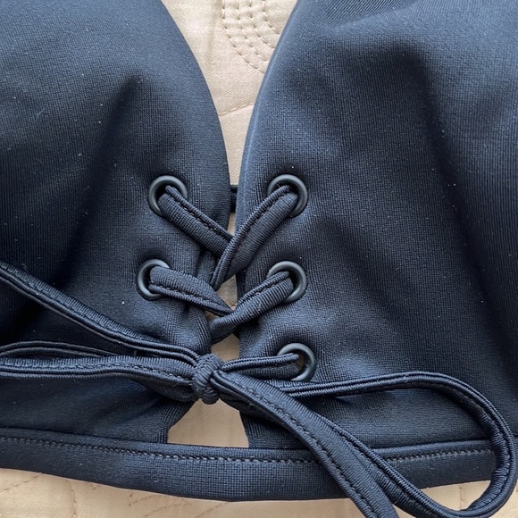 NWT Victoria’s Secret Swim Lace Up Triangle Bikini Top / BSexy / Black / Size M - Picture 6 of 14